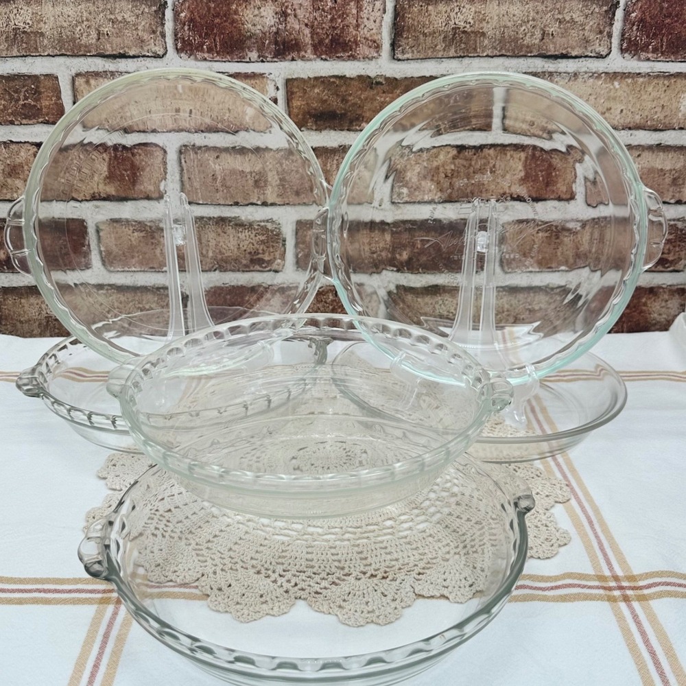 Pyrex Pie Plate Mixed Lot 6 Vintage 9" 9.5" 10" Clear Glass Fluted Plain Rims